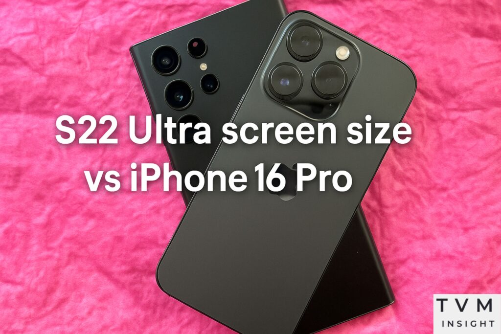 S22 Ultra screen size vs iPhone 16 Pro